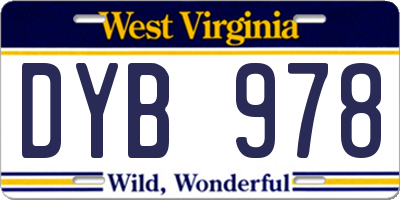 WV license plate DYB978