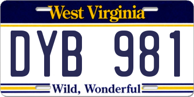 WV license plate DYB981