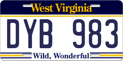 WV license plate DYB983