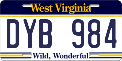 WV license plate DYB984