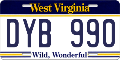 WV license plate DYB990