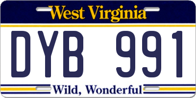 WV license plate DYB991