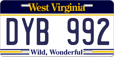 WV license plate DYB992