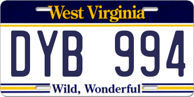 WV license plate DYB994