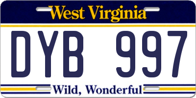 WV license plate DYB997