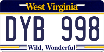 WV license plate DYB998