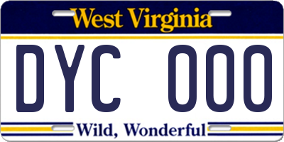 WV license plate DYC000