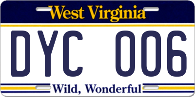 WV license plate DYC006