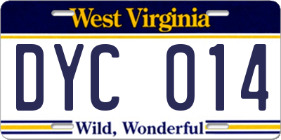 WV license plate DYC014
