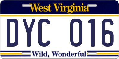 WV license plate DYC016