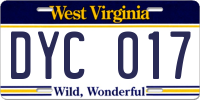 WV license plate DYC017