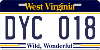 WV license plate DYC018