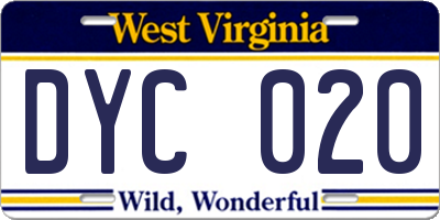 WV license plate DYC020