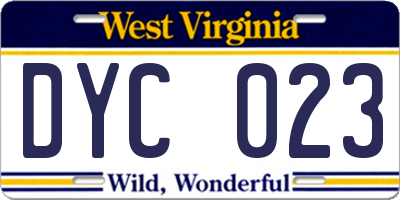 WV license plate DYC023