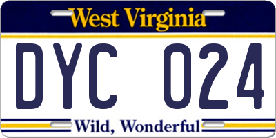 WV license plate DYC024