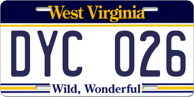 WV license plate DYC026