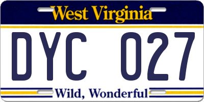 WV license plate DYC027