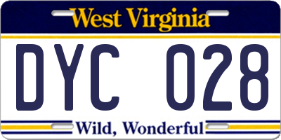 WV license plate DYC028