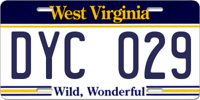 WV license plate DYC029