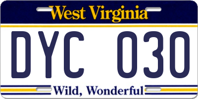 WV license plate DYC030