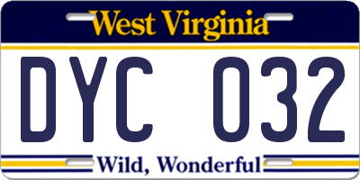 WV license plate DYC032