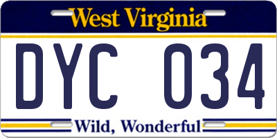 WV license plate DYC034