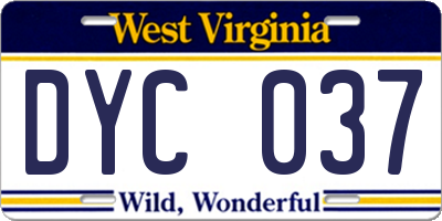 WV license plate DYC037