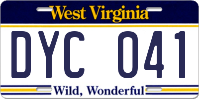 WV license plate DYC041