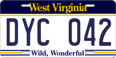 WV license plate DYC042