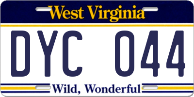 WV license plate DYC044