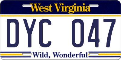 WV license plate DYC047
