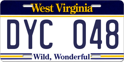 WV license plate DYC048