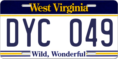 WV license plate DYC049