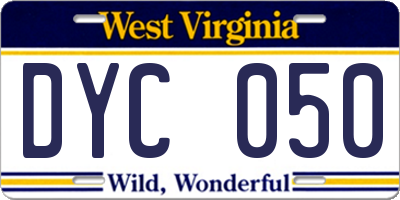 WV license plate DYC050