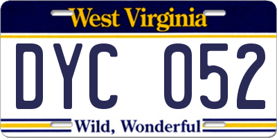 WV license plate DYC052