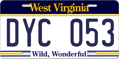 WV license plate DYC053
