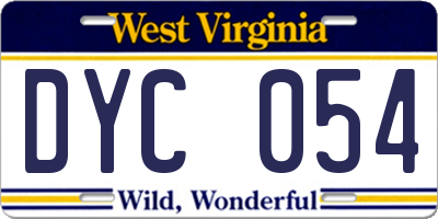 WV license plate DYC054