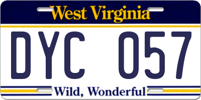 WV license plate DYC057