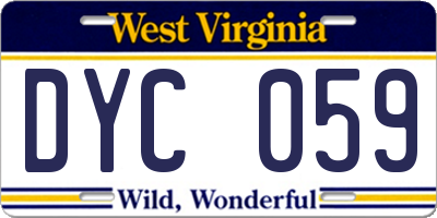 WV license plate DYC059