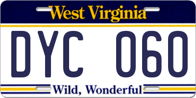 WV license plate DYC060