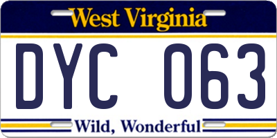WV license plate DYC063