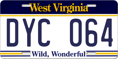 WV license plate DYC064