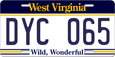 WV license plate DYC065