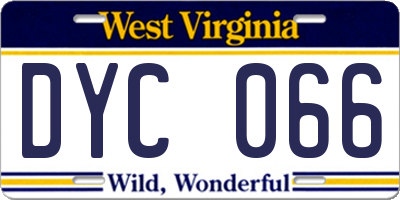 WV license plate DYC066