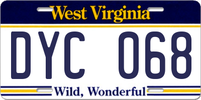 WV license plate DYC068