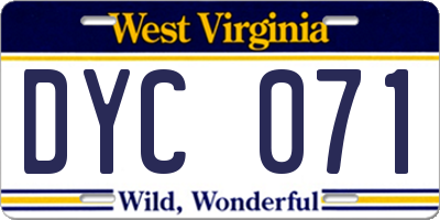 WV license plate DYC071
