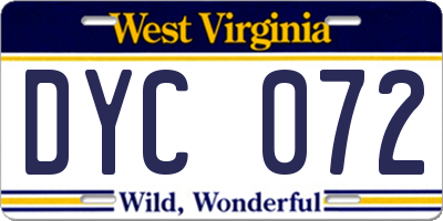 WV license plate DYC072
