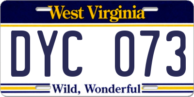 WV license plate DYC073