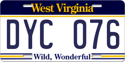 WV license plate DYC076