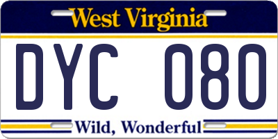 WV license plate DYC080